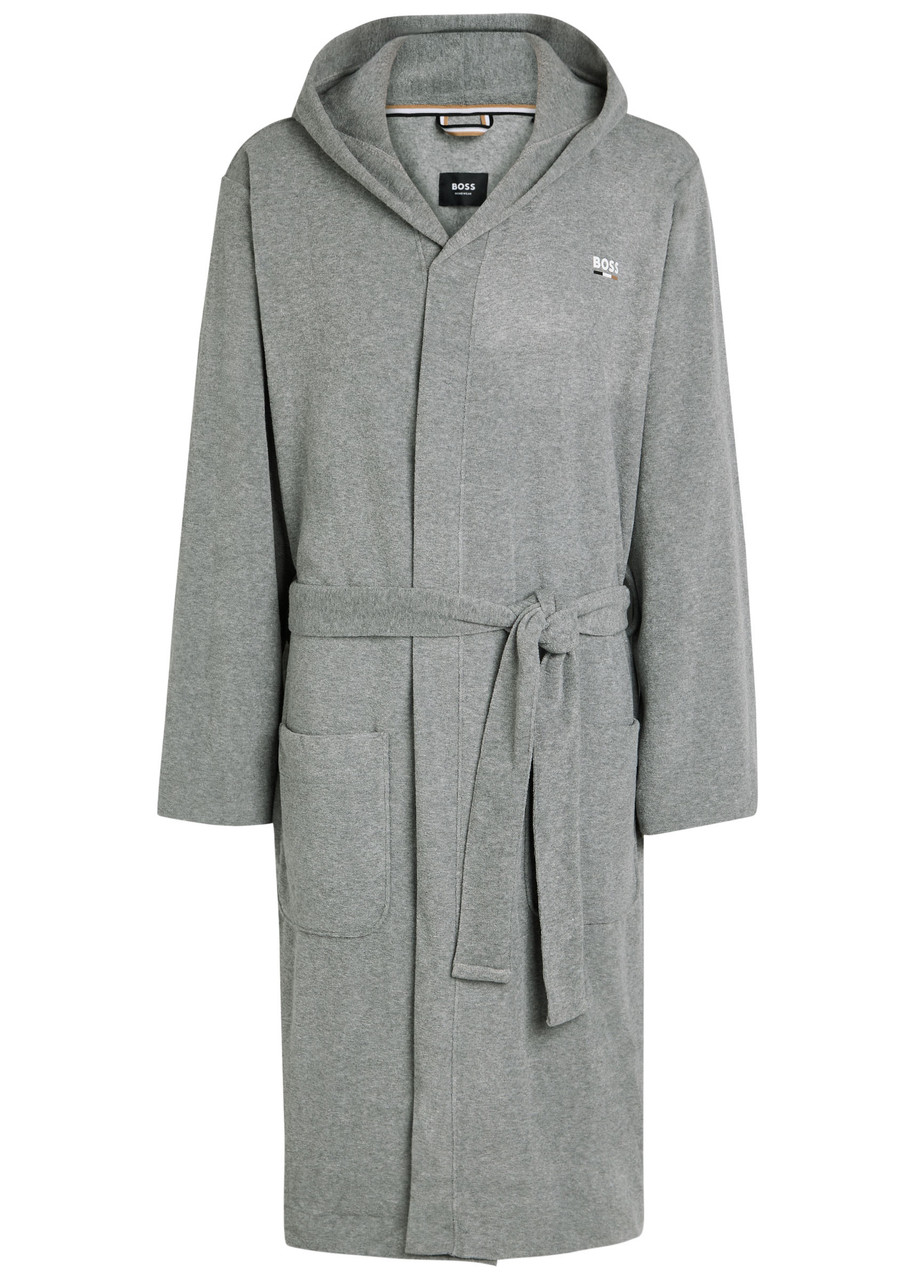 Boss Logo Terry Robe - Grey - XL