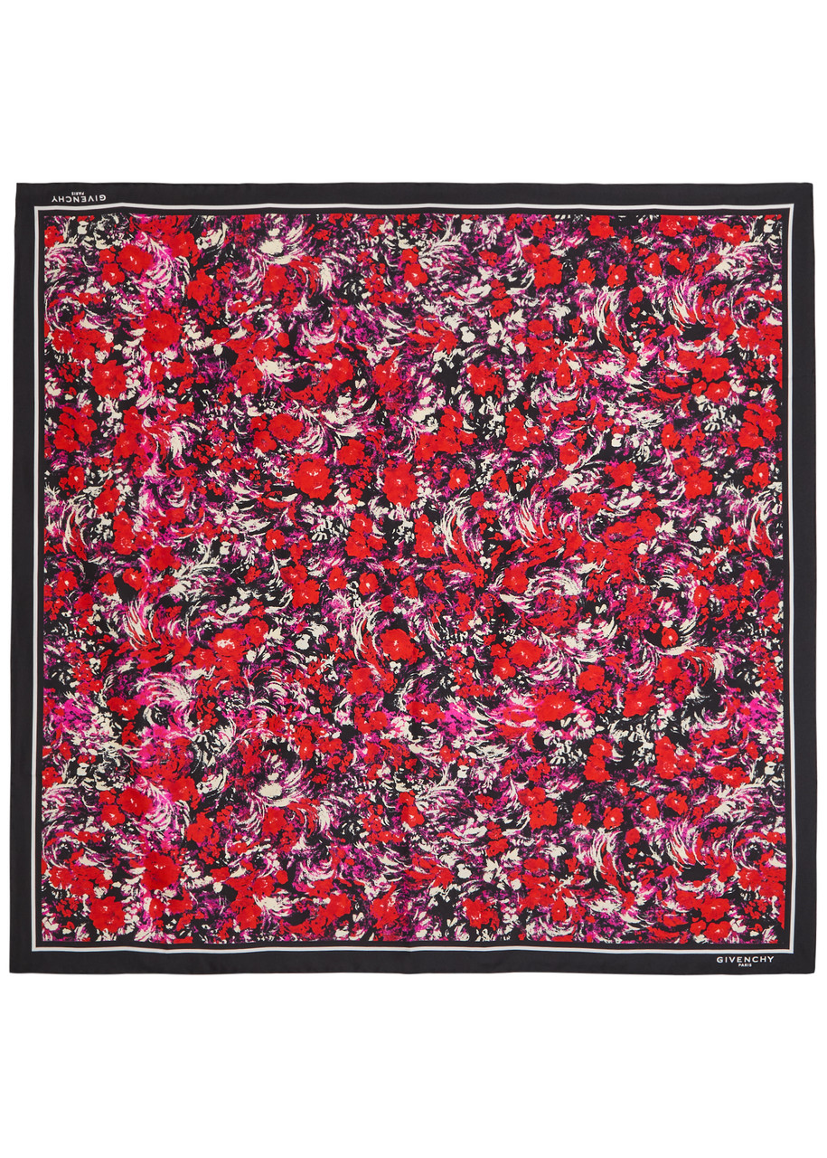 Givenchy Night Garden Floral Printed Silk Scarf In Multi
