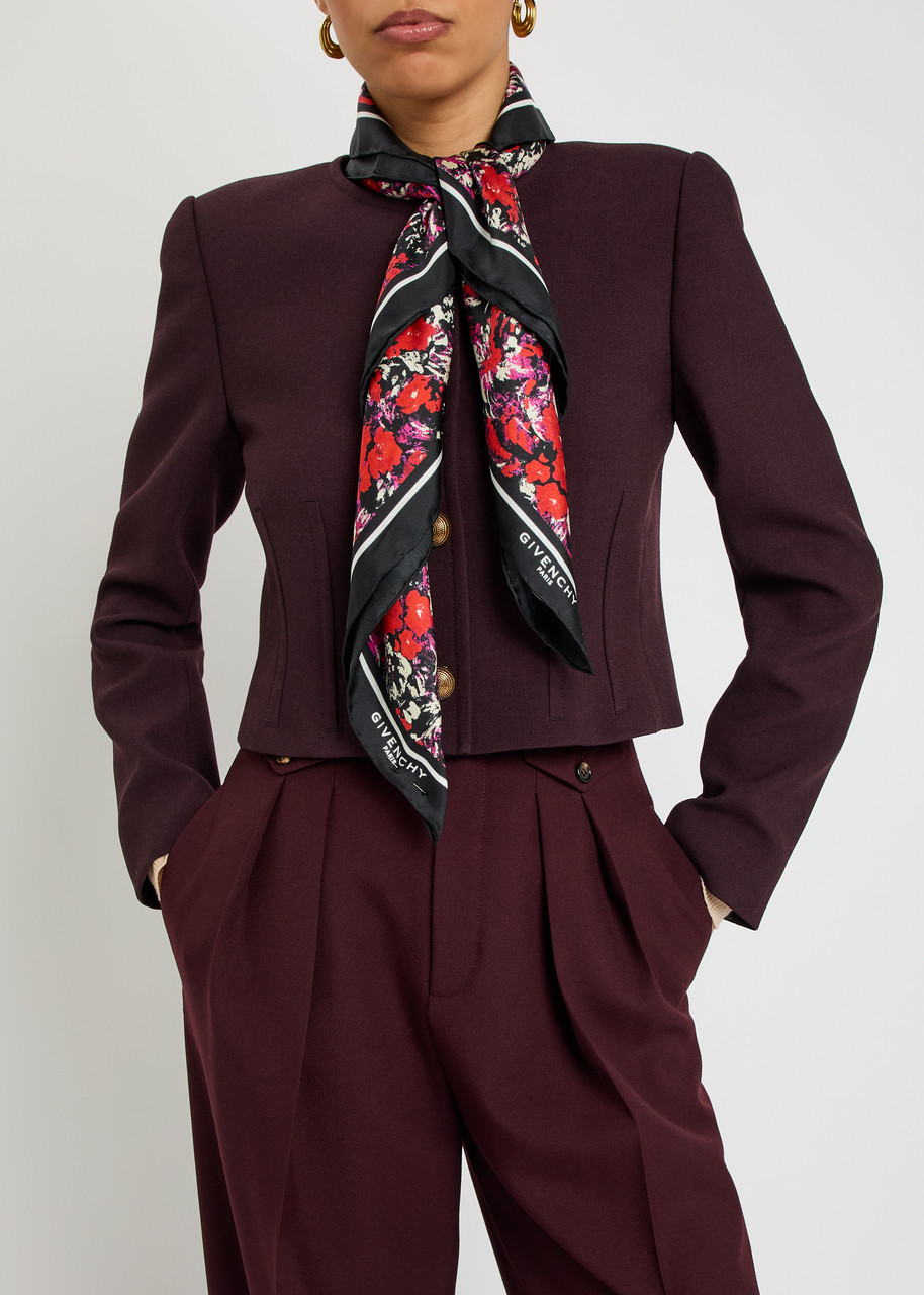 Givenchy Night Garden Floral Printed Silk Scarf In Multi