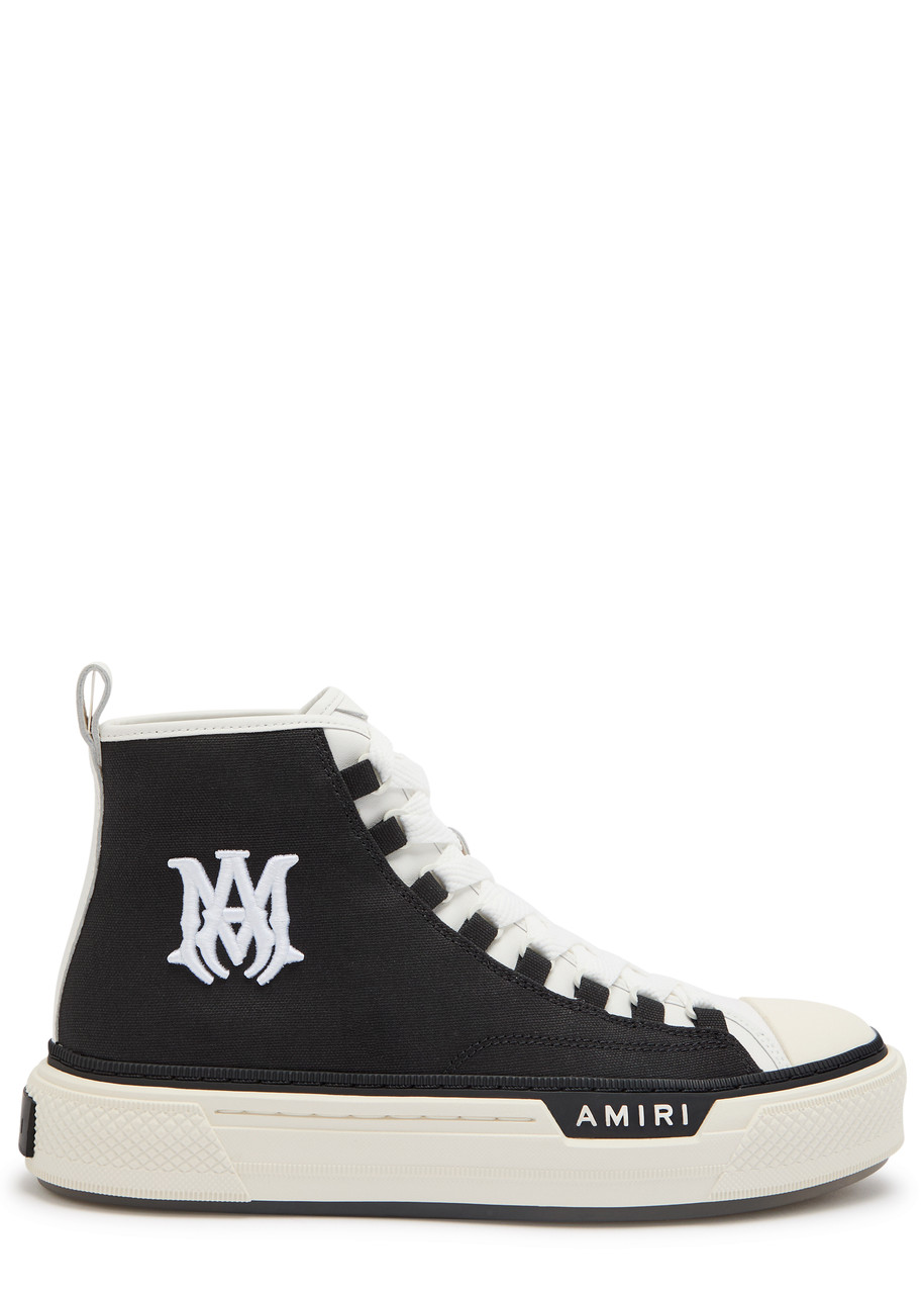 Amiri MA Court Hi Logo-embroidered Canvas Sneakers – Black – 44 (IT44 / UK10) Amiri MA Court Hi Logo-embroidered Canvas Sneakers – Black – 44 (IT44 / UK10)