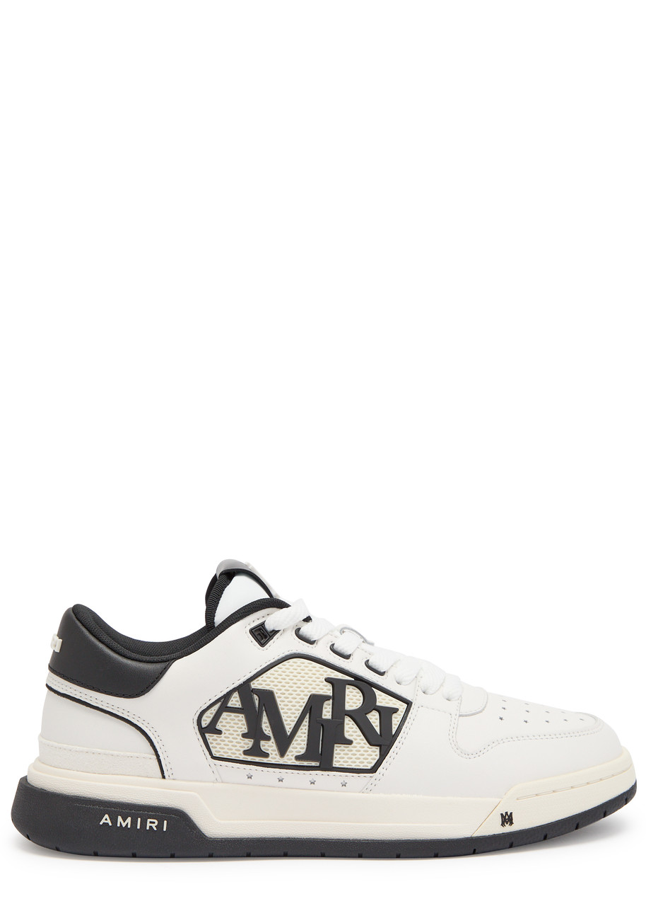Amiri White Low Top Sneakers With Logo Patch On The Side And Contrasting Heel With Logo Lettering In Leath In Multi