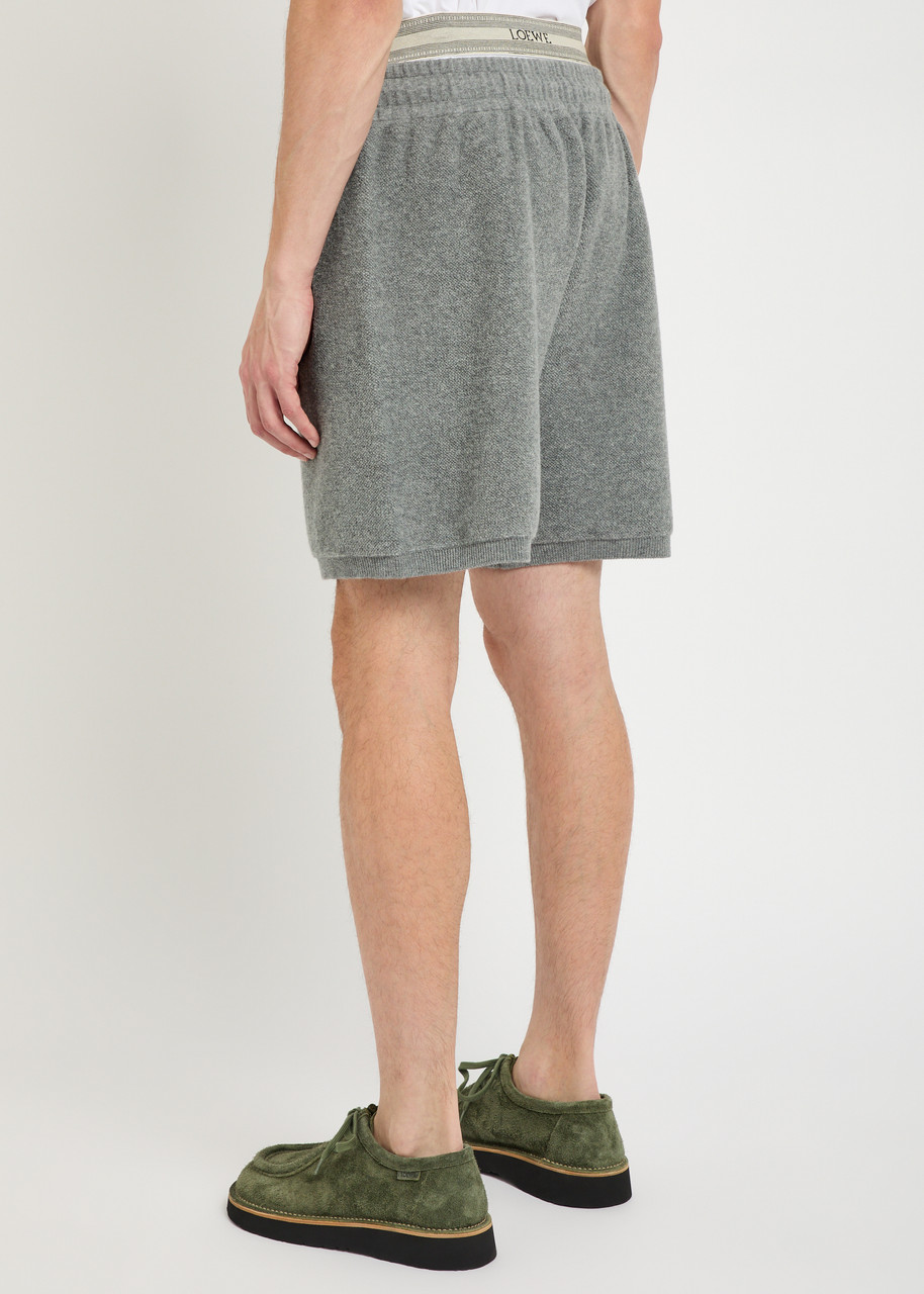  Loewe Logo-waistband Layered Wool-blend Shorts - Grey - S 