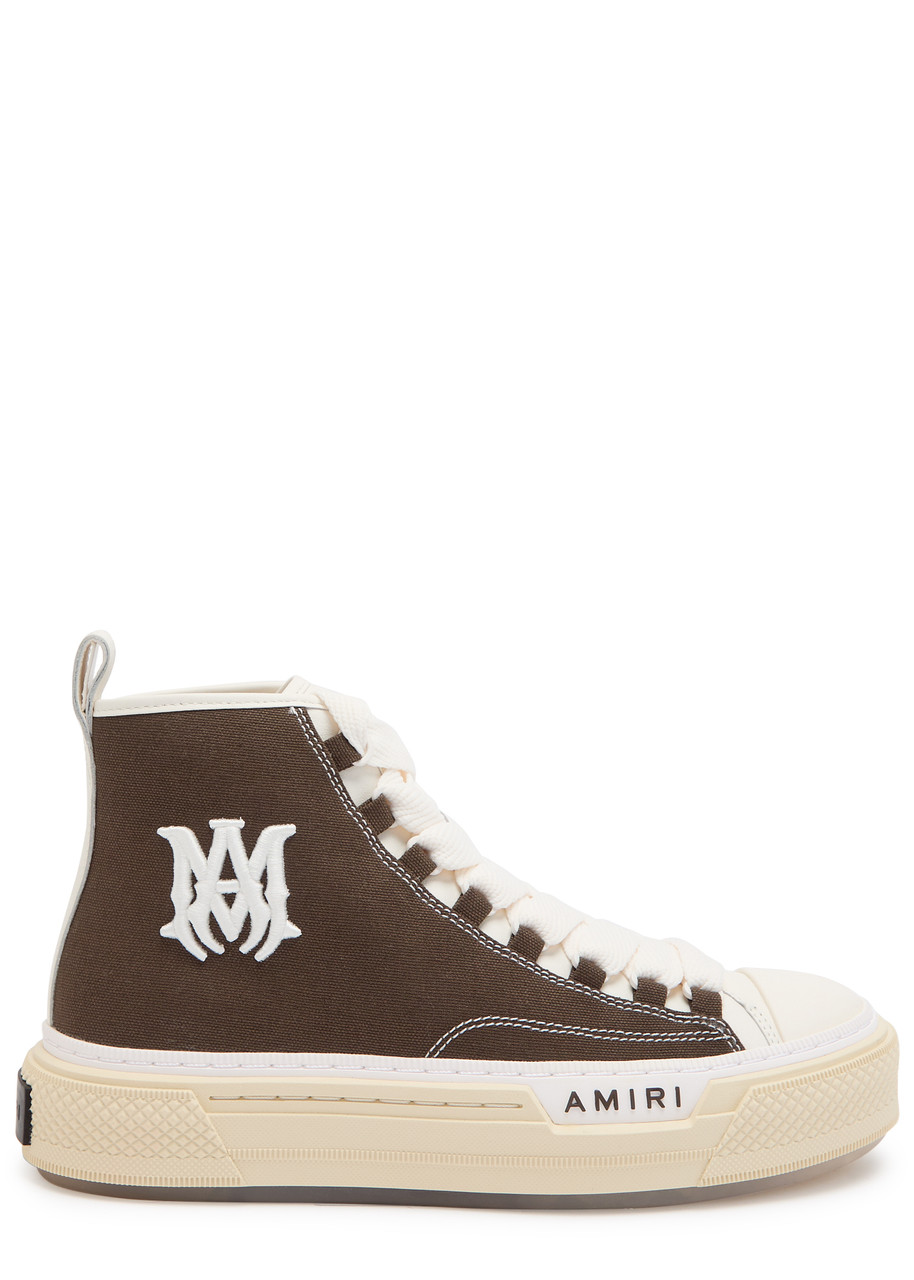 Amiri MA Court Hi Logo-embroidered Canvas Sneakers – Brown – 45 (IT45 / UK11) Amiri MA Court Hi Logo-embroidered Canvas Sneakers – Brown – 45 (IT45 / UK11)