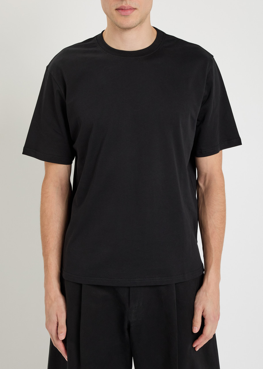 Studio Nicholson Blue Crew Neck Cotton T-shirt In Black