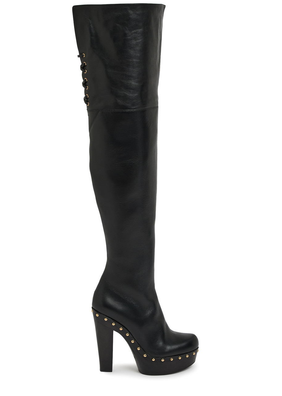 Chloé Chloe Lola 120 Leather Over-the-knee Boots In Black