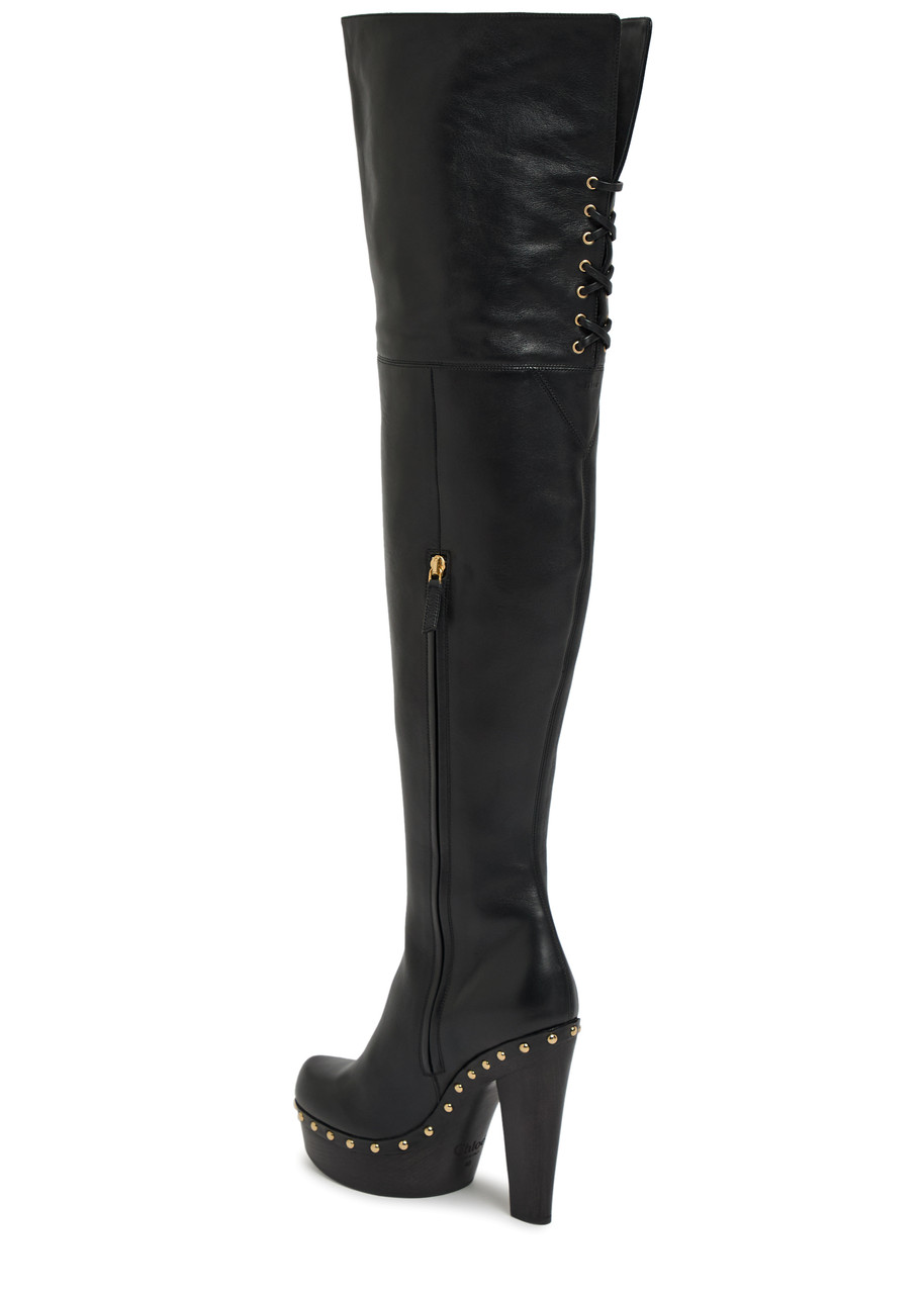 Chloé Chloe Lola 120 Leather Over-the-knee Boots In Black