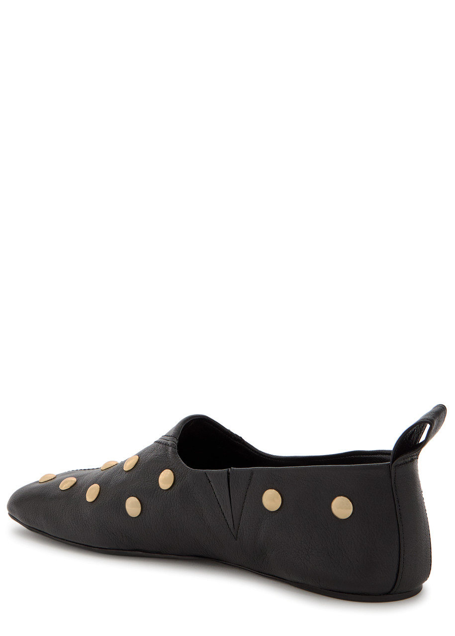 Chloé Chloe Rita Stud-embellished Leather Ballet Flats In Black