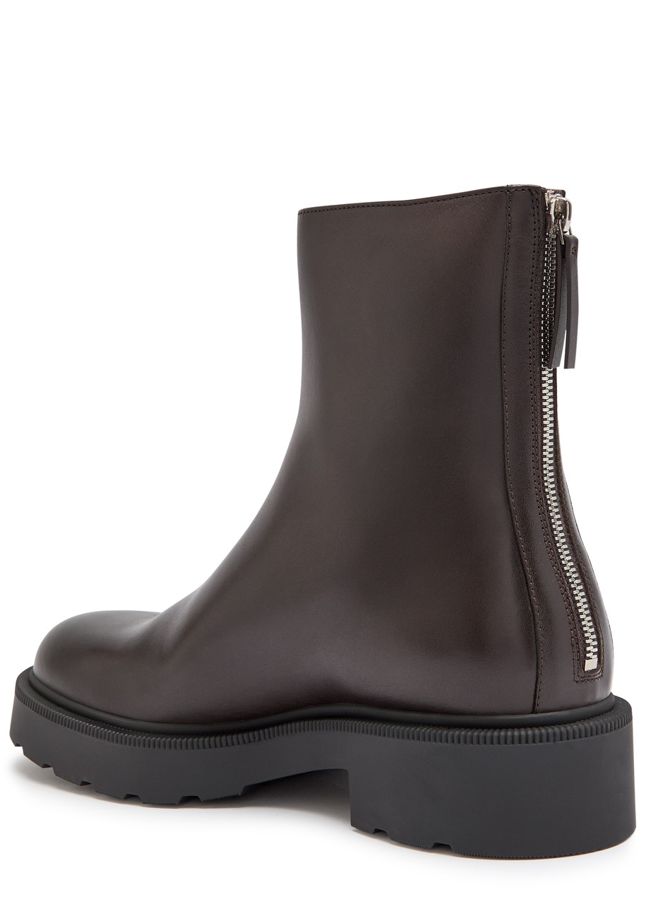 The Row Nobilis Fast Leather Ankle Boots In Brown