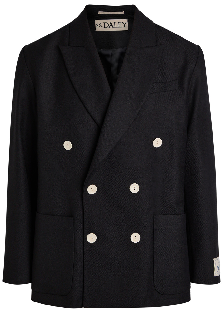 S.s. Daley Ss Daley Lachlan Double-breasted Wool Jacket In Black