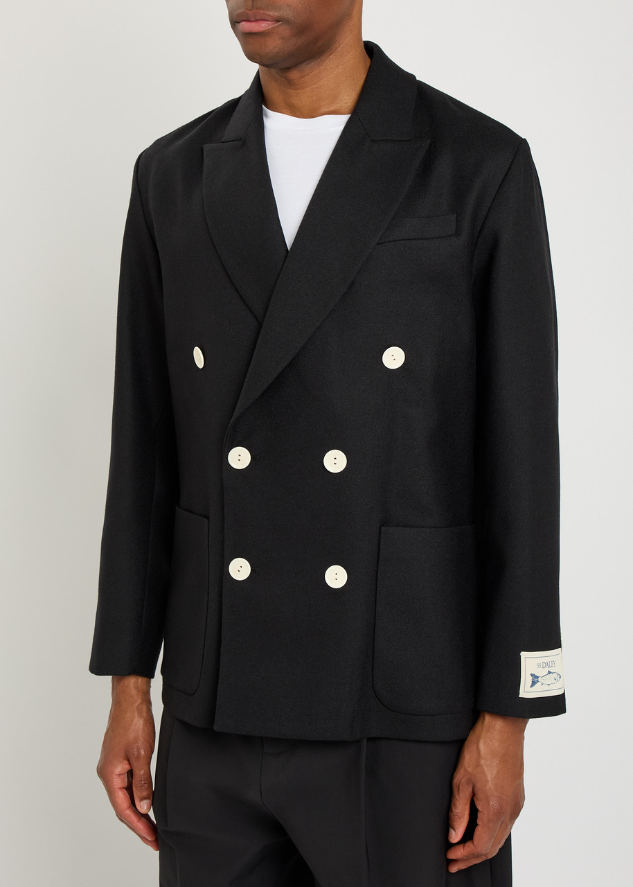 S.s. Daley Ss Daley Lachlan Double-breasted Wool Jacket In Black
