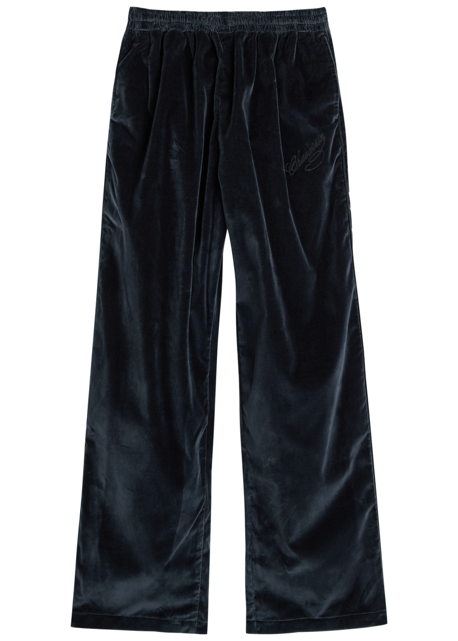 Willy Chavarria Ruff Rider Straight-leg Velour Trousers In Black