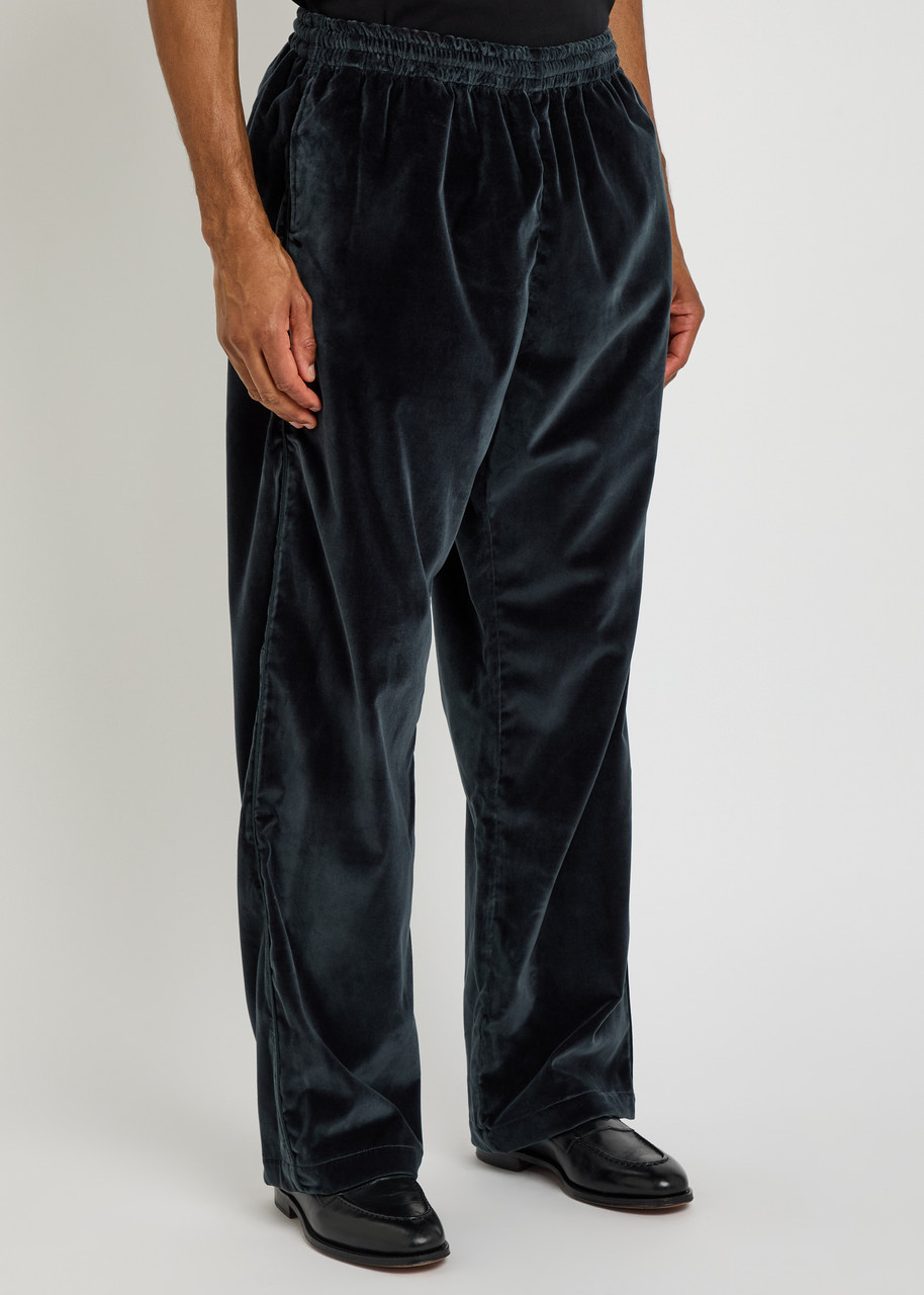 Willy Chavarria Ruff Rider Straight-leg Velour Trousers In Black
