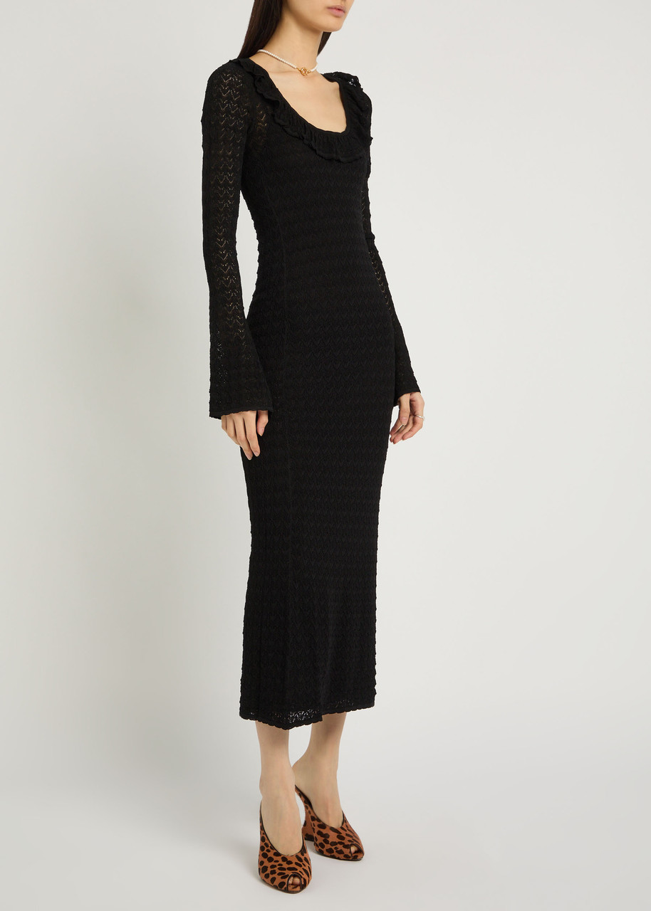 Loveshackfancy Tawmie Ruffle Pointelle Long Sleeve Maxi Dress In Multi