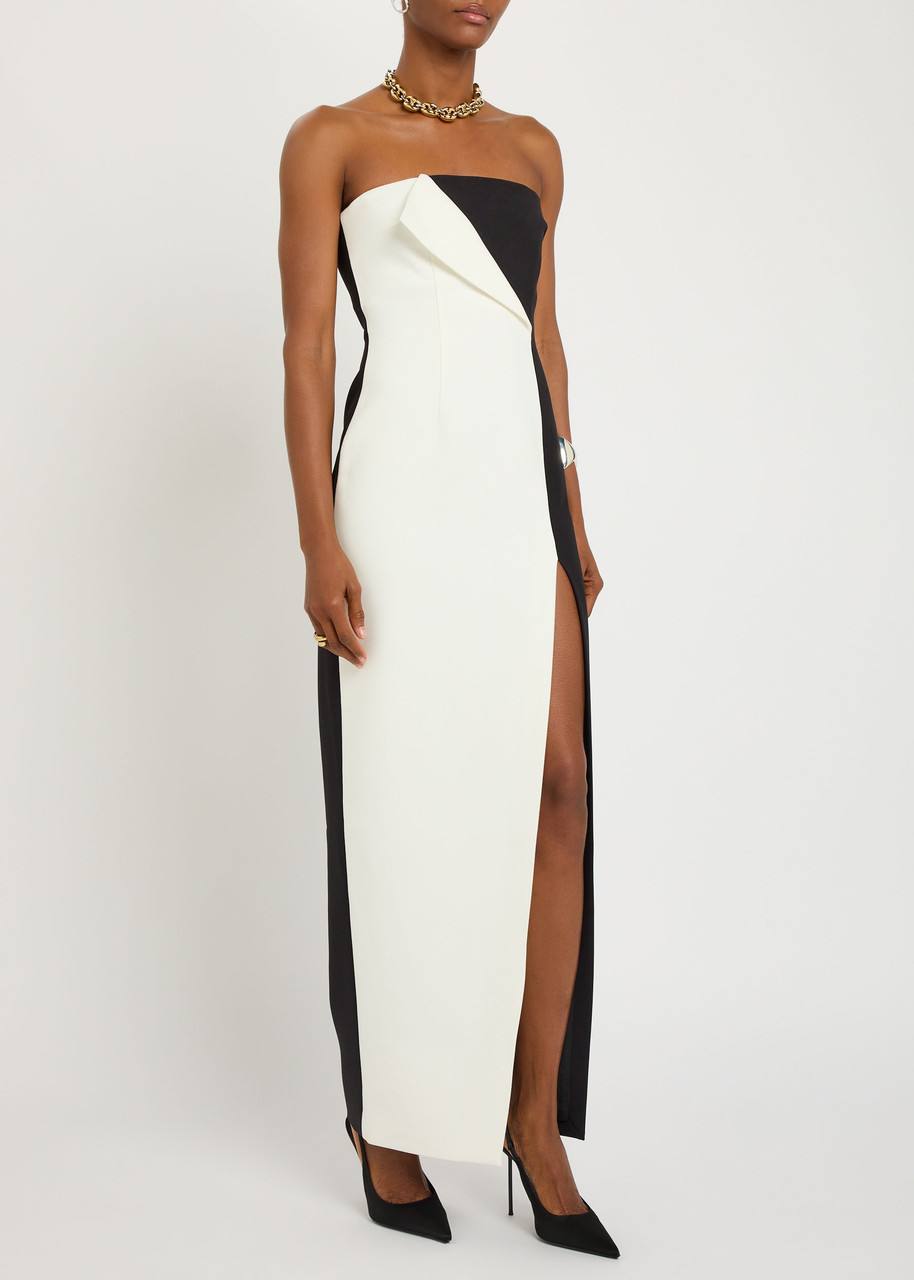 Ronny Kobo River Colour-block Strapless Crepe Midi Dress In White
