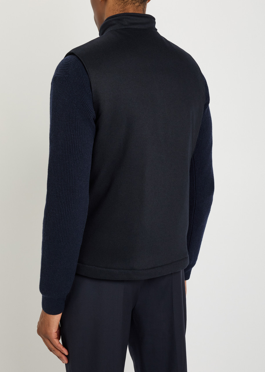  Sunspel Quilted Wool-blend Gilet - Navy - Xl 