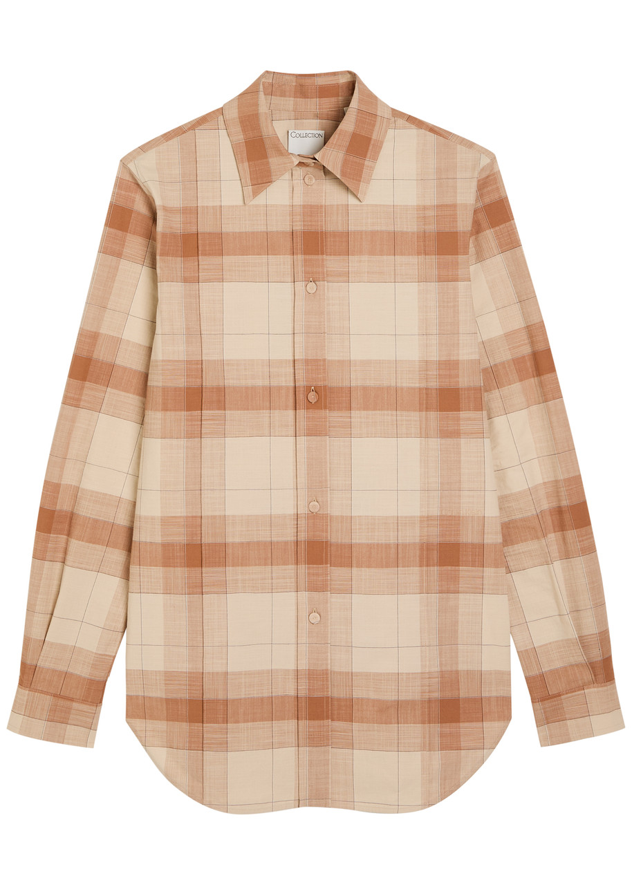 Calvin Klein Scarlett Checked Cotton Shirt In Brown