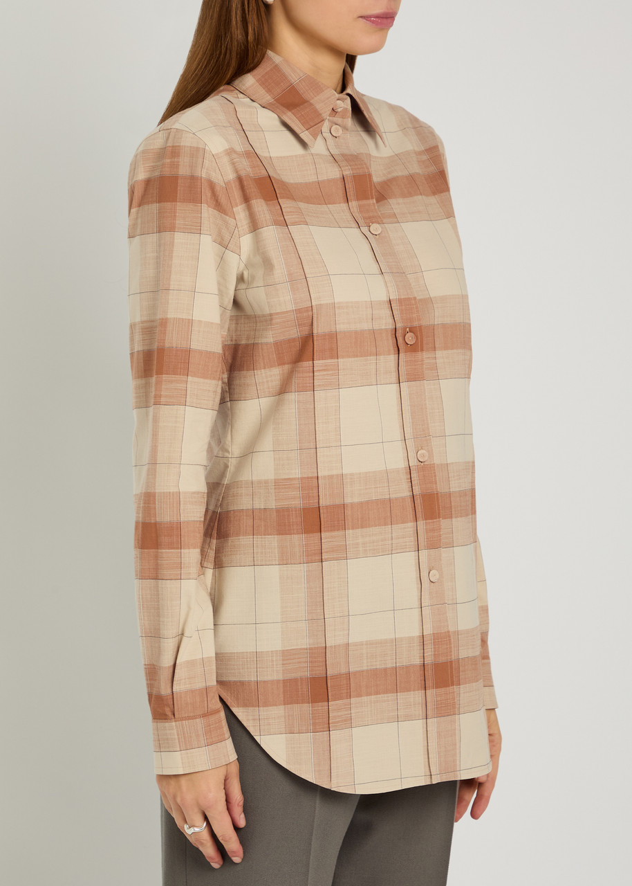 Calvin Klein Scarlett Checked Cotton Shirt In Brown