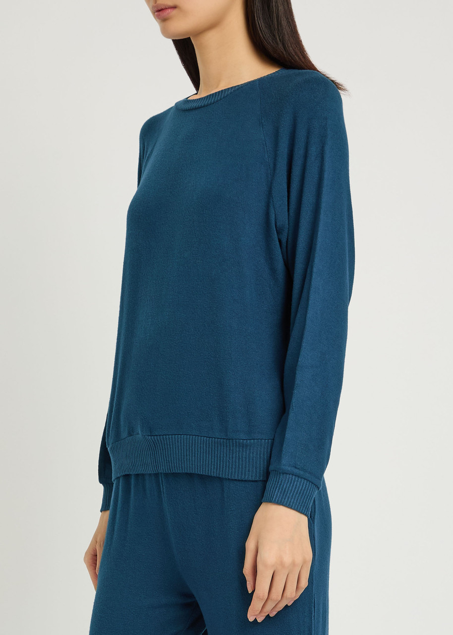 Eberjey Cozy Time Stretch-knit Sweatshirt In Blue