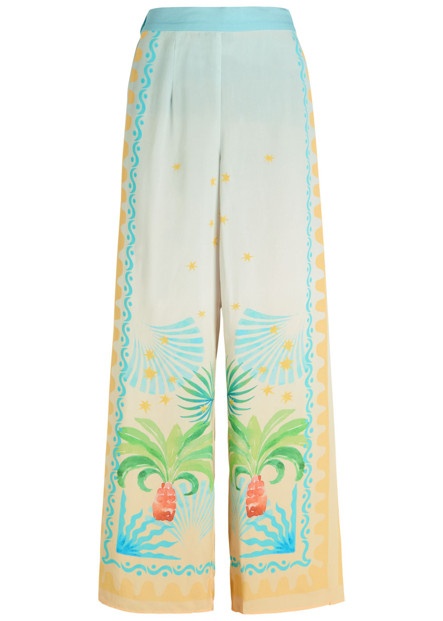 Never Fully Dressed Rio Elissa Printed Straight-leg Trousers - Blue - 12 (UK12 / M)