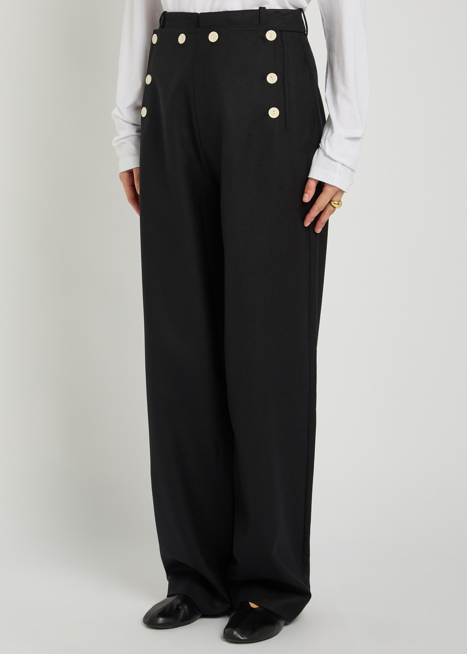 Alaïa Sailor Front-panel Wool Trousers In Black
