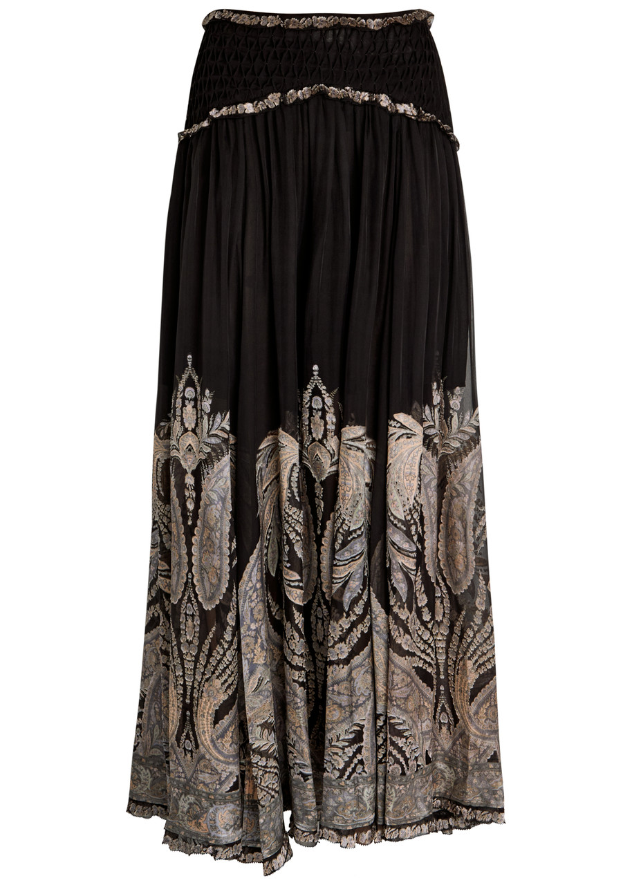 Zimmermann Dream Burnout Printed Silk Maxi Skirt In Multi