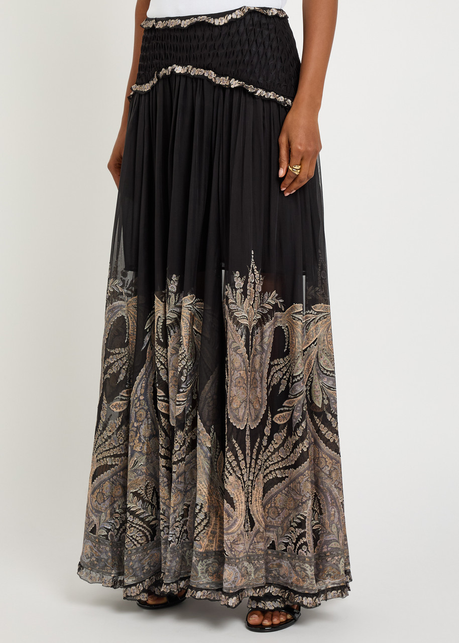 Zimmermann Dream Burnout Printed Silk Maxi Skirt In Multi