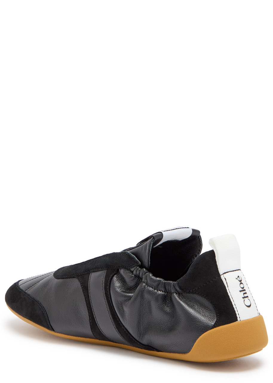 Chloé Chloe Kick Panelled Grained Leather Sneakers In Black