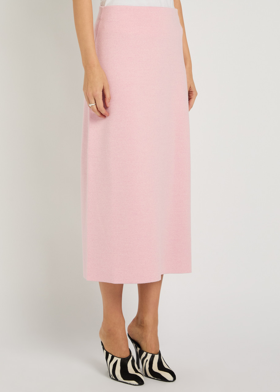 Khaite Patri Wool-blend Midi Skirt In Pink