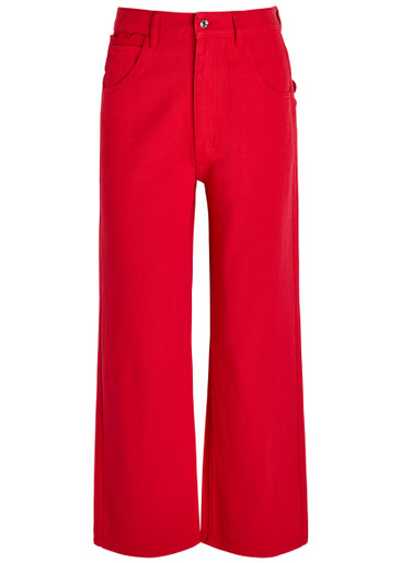 NEVER FULLY DRESSED: Scallop cropped wide-leg jeans