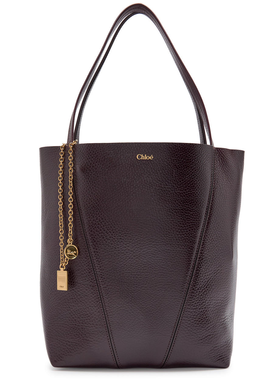 Chloe Spin Panelled Grained Leather Tote bag - Plum - One Size