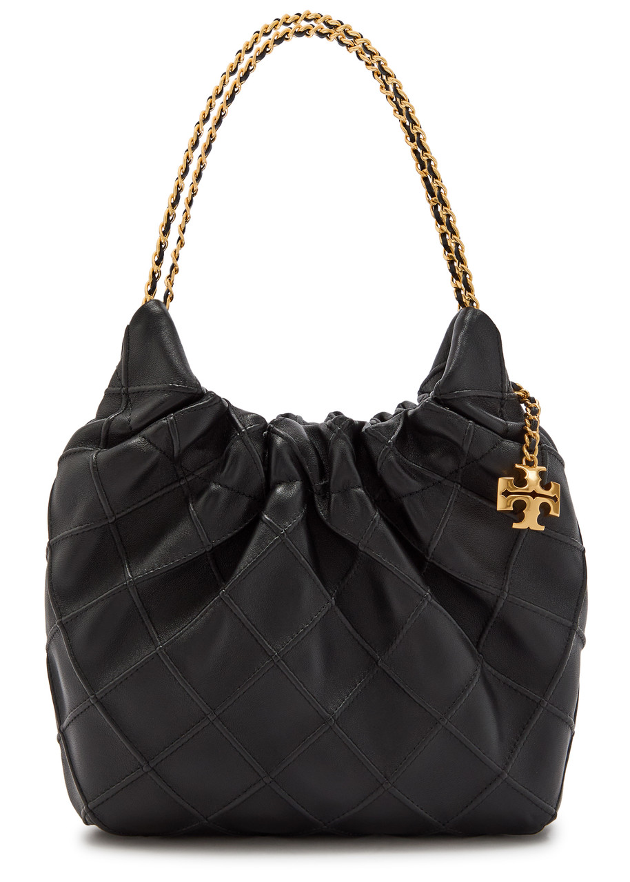 Tory Burch Fleming Mini Leather Cross-body Bag In Black