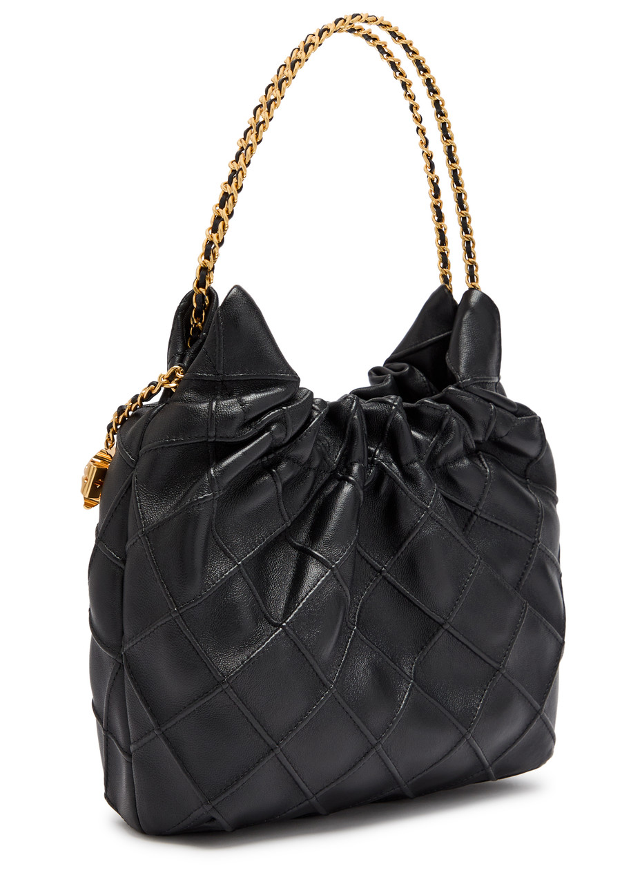 Tory Burch Fleming Mini Leather Cross-body Bag In Black