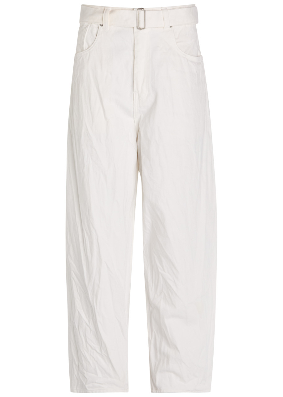 Studio Nicholson Cahun Belted Tapered-leg Jeans In White