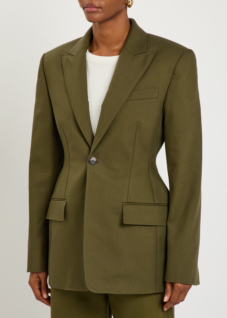 Wardrobe.nyc Drill Contour Cotton-twill Blazer In Green