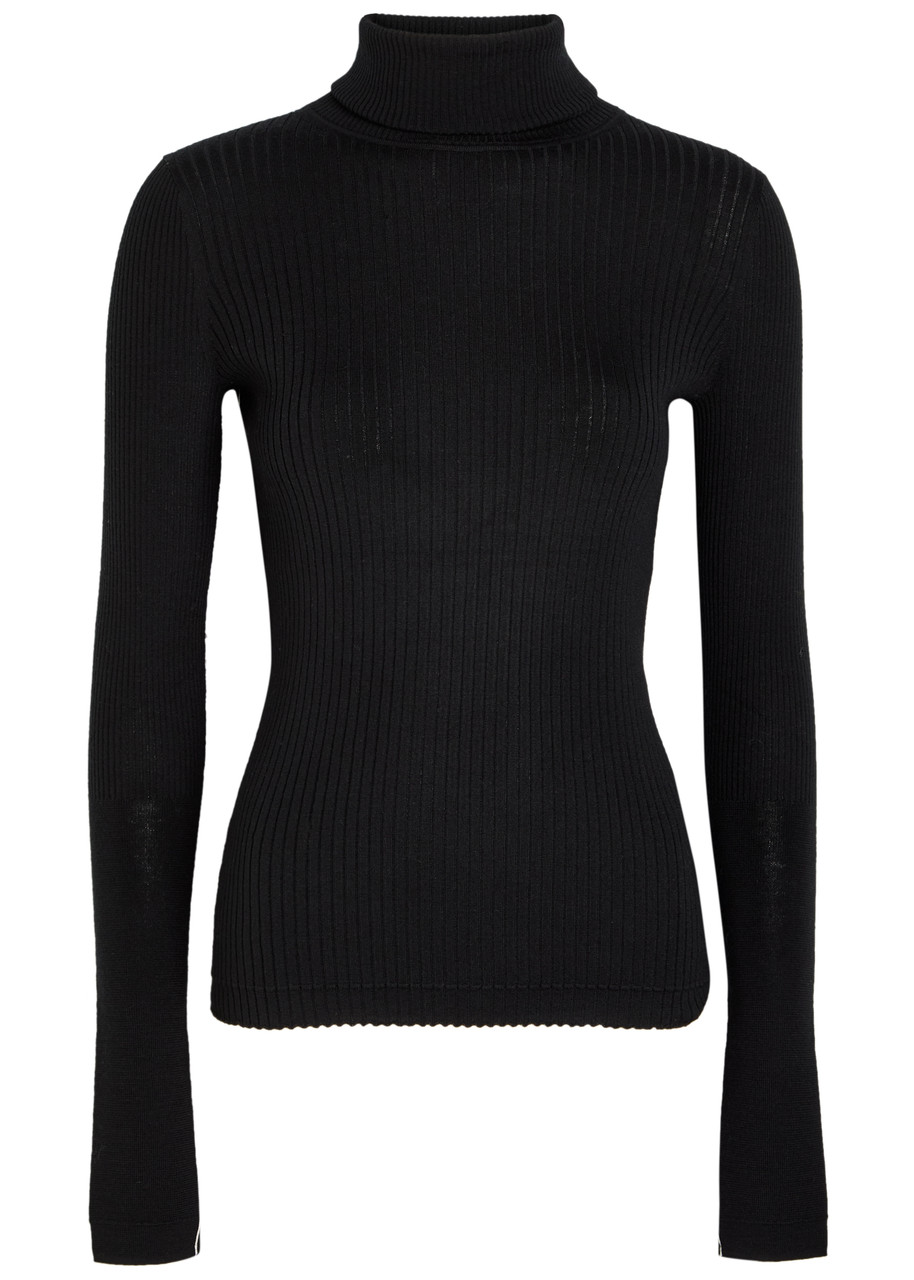 Maria Mcmanus Ribbed Turtle-neck Merino Wool Top In Black