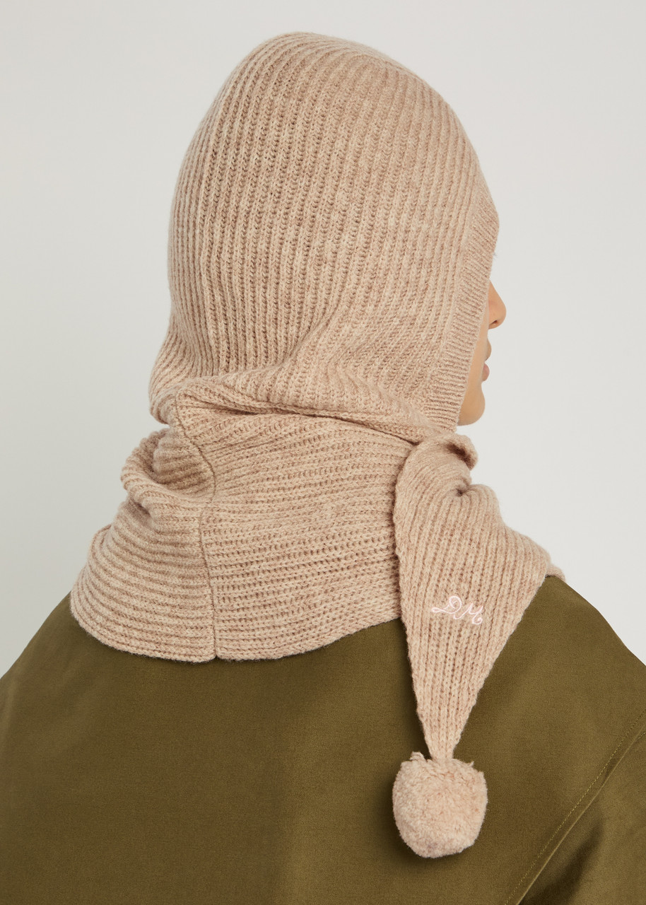 Damson Madder Pom-pom Knit Hood In Neutral