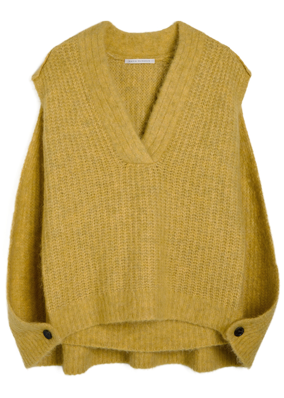 Maria Mcmanus Cape-effect Alpaca-blend Top In Brown