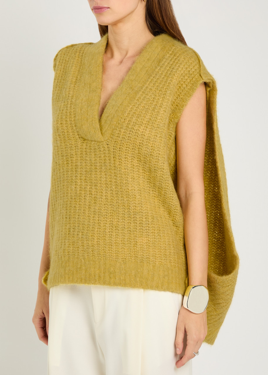 Maria Mcmanus Cape-effect Alpaca-blend Top In Brown