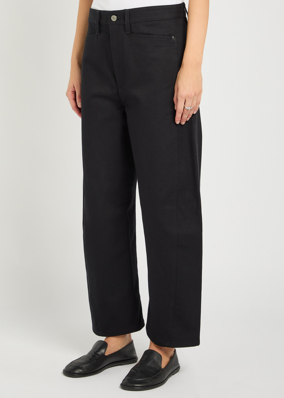 Maria Mcmanus Bow Crop Barrel-leg Jeans In Black