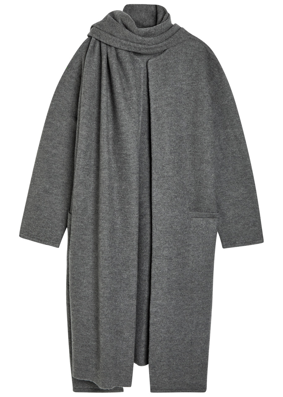 Maria Mcmanus Scarf-effect Merino Wool Coat In Gray