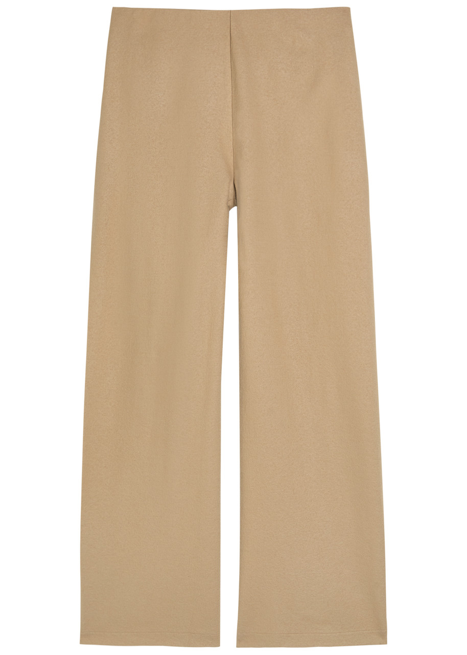Eileen Fisher Wide-leg Wool Trousers In Brown