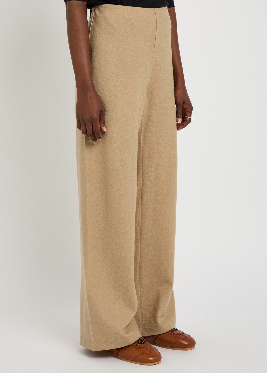Eileen Fisher Wide-leg Wool Trousers In Brown