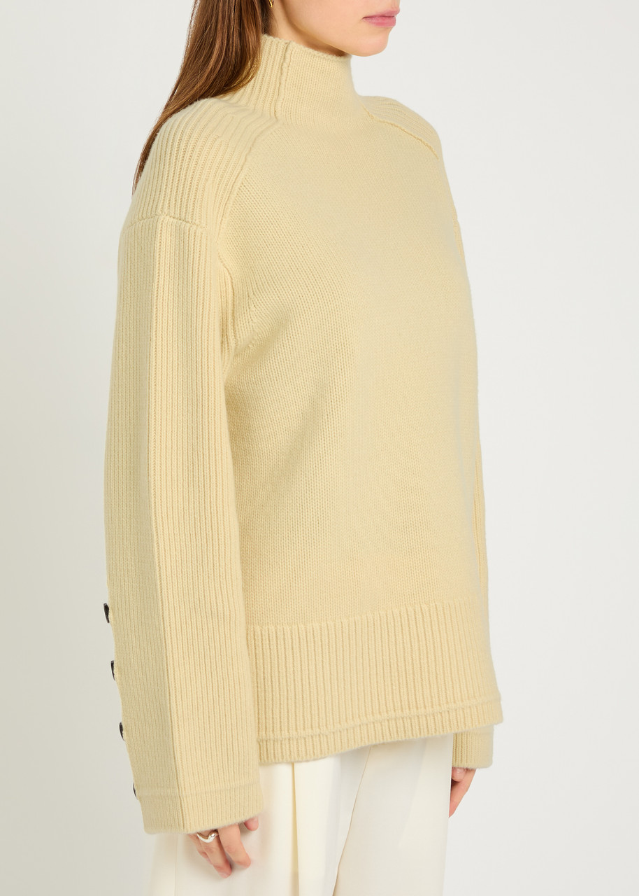 Maria Mcmanus Mock-neck Merino Wool And Cashmere-blend Jumper In Neutral