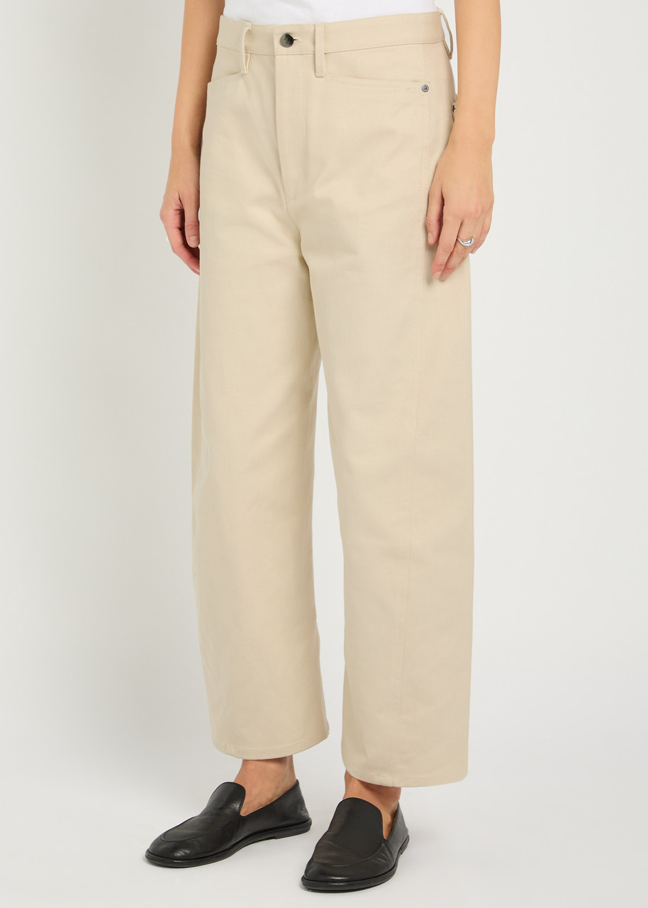 Maria Mcmanus Bow Crop Barrel-leg Jeans In Sand