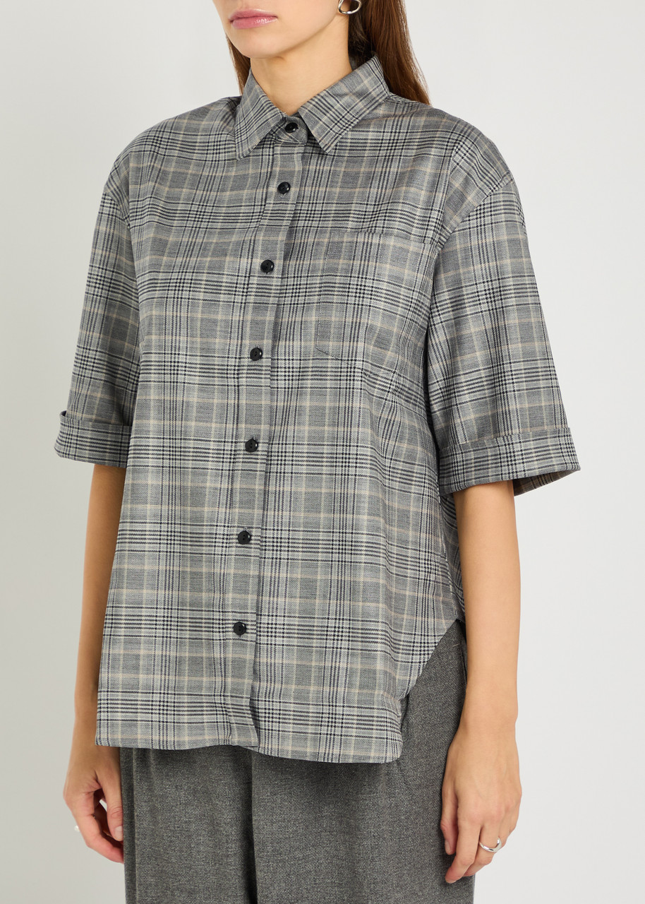 Maria Mcmanus Plaid Wool-blend Shirt In Gray