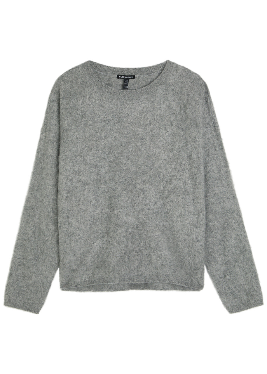 Eileen Fisher Brushed Cashmere Jumper In Gray