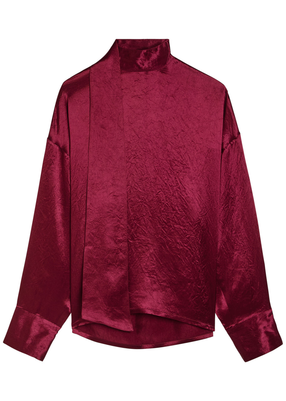 Maria Mcmanus Scarf-effect Satin Blouse - Burgundy - L (UK14 / L)