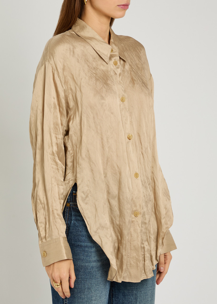 Khaite Goya Creased Woven Shirt In Animal Print