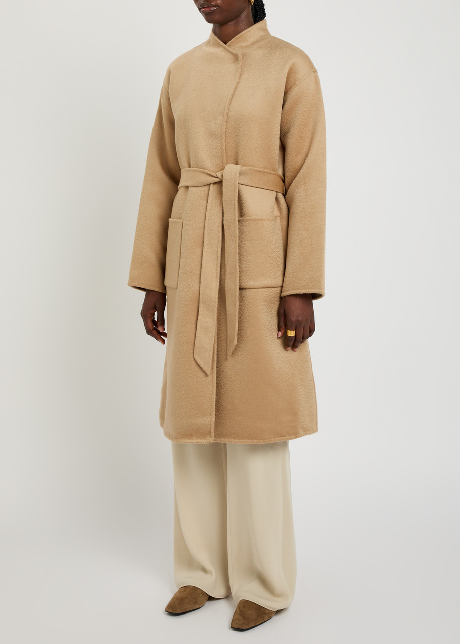 Eileen Fisher Belted Wool Coat In Brown