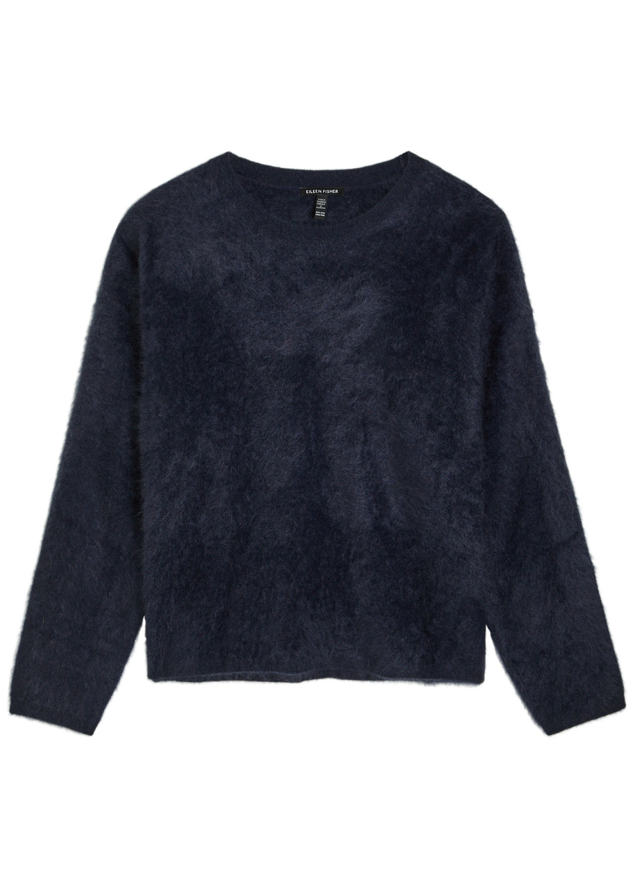 Eileen Fisher Brushed Cashmere Jumper In Animal Print
